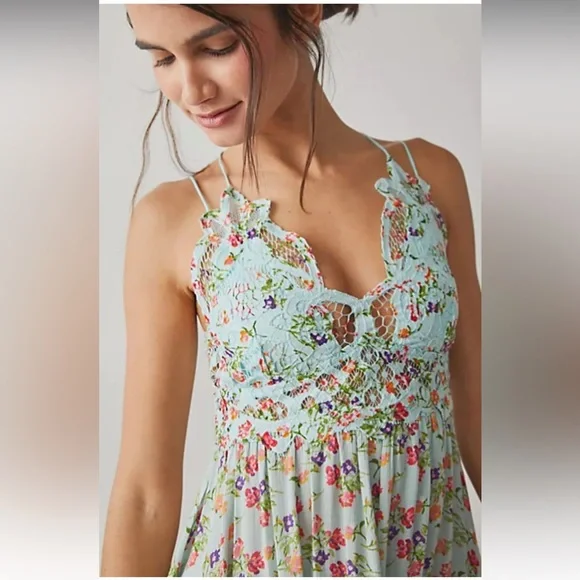 NEW Free People Adella Mini Slip - Blue Sky Combo - Picture 3 of 4